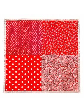 Red Bandana Satin Scarf 26x26 Paisley Polka Dot Square Neck Hair Scarf
